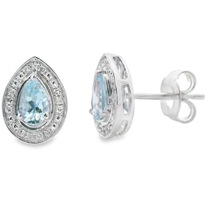 Bids.com .42ct Aquamarine Diamond Earrings 10KT White Gold Earrings