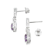 Bids.com .93ct Amethyst Diamond Dangle Earrings 10KT White Gold Earrings