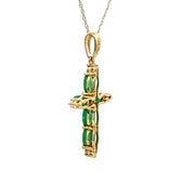 Bids.com .65ct Emerald Cross Religious Pendant 10KT Yellow Gold Pendants