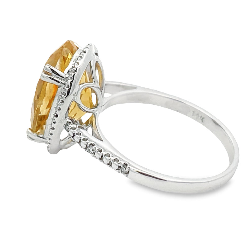 Bids.com 5.17ct Citrine Diamond Ring 14KT White Gold Rings