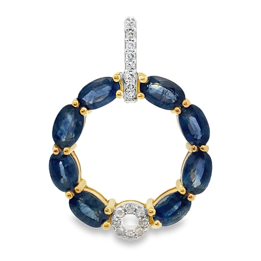 Bids.com Sapphire Diamond Fashion Pendants 14KT Yellow Gold Pendants