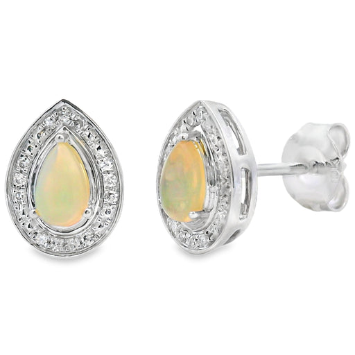 Bids.com .26ct Opal Diamond Earrings 10KT White Gold Earrings