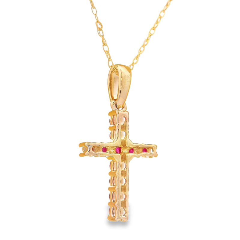 Bids.com .29ct Ruby Cross Religious Pendant 14KT Yellow Gold Pendants
