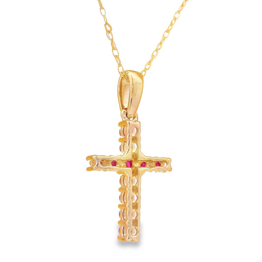 Bids.com .29ct Ruby Cross Religious Pendant 14KT Yellow Gold Pendants