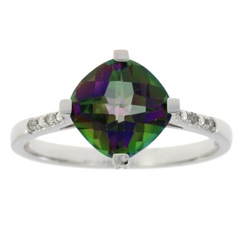 Bids.com 1.25ct Mystic Fire Topaz Diamond Ring 10KT White Gold Rings