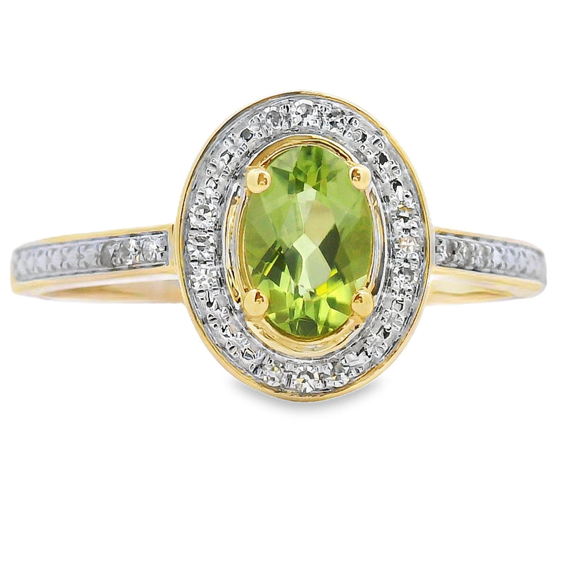 Bids.com .55ct Peridot Diamond Ring 10KT Yellow Gold Rings