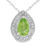 Bids.com .47ct Peridot Diamond Fashion Pendants 10KT White Gold Pendants
