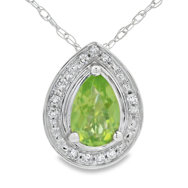 Bids.com .47ct Peridot Diamond Fashion Pendants 10KT White Gold Pendants
