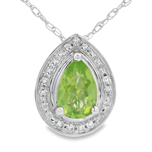 Bids.com .47ct Peridot Diamond Fashion Pendants 10KT White Gold Pendants