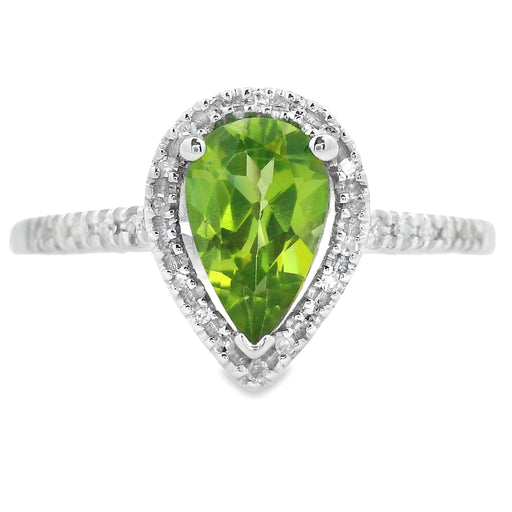 Bids.com 1.10ct Peridot Diamond Ring 14KT White Gold Rings