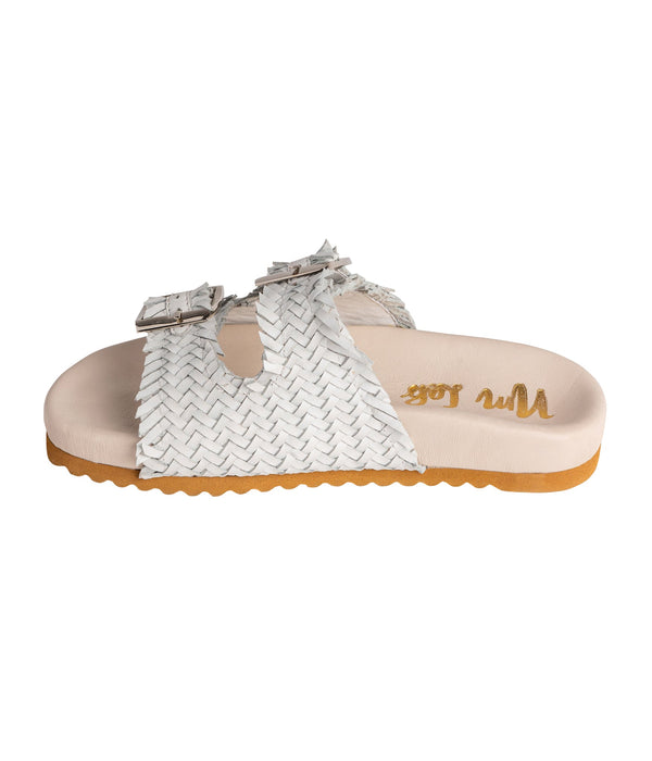 Dual Woven Strap Slide in White