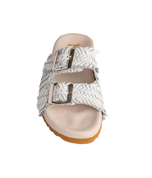 Dual Woven Strap Slide in White