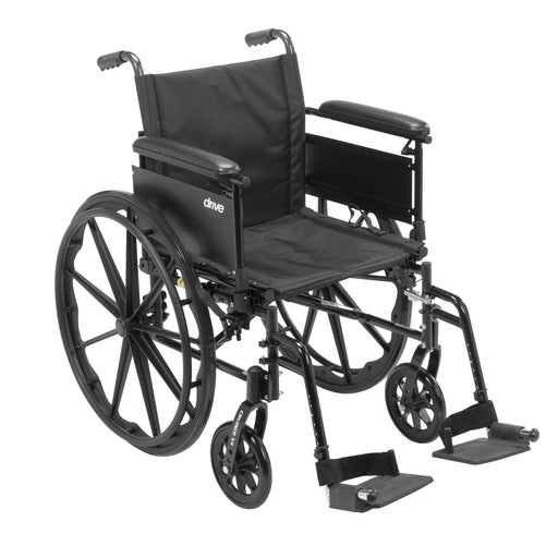 RIO Medical Supplies Cruiser X4 Lightweight Dual Axle Wheelchair with Adjustable Detachable Arms, Full Arms, Swing Away Footrests, 16" Seat