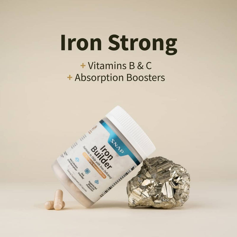 Snap Supplements Iron Builder with Vitamins B & C Absorption Boosters Gray