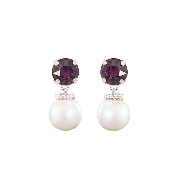 Isabel Amethyst Pearl Drop Earrings