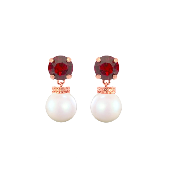 Isabel Ruby Pearl Drop Earrings