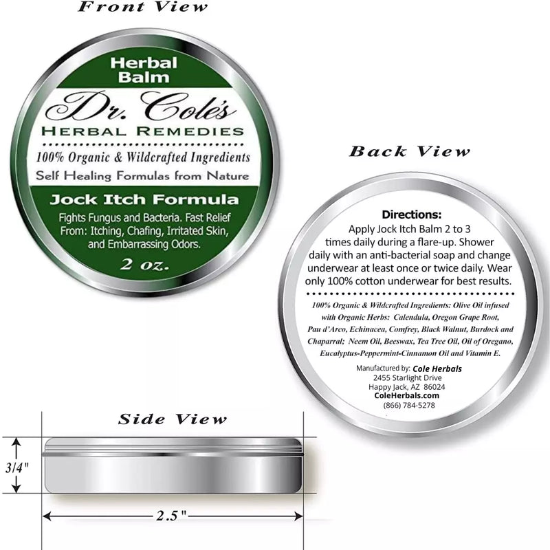 COLEHERBALS 10 - Dr. Cole's Organic Jock Itch Ointment Herbal