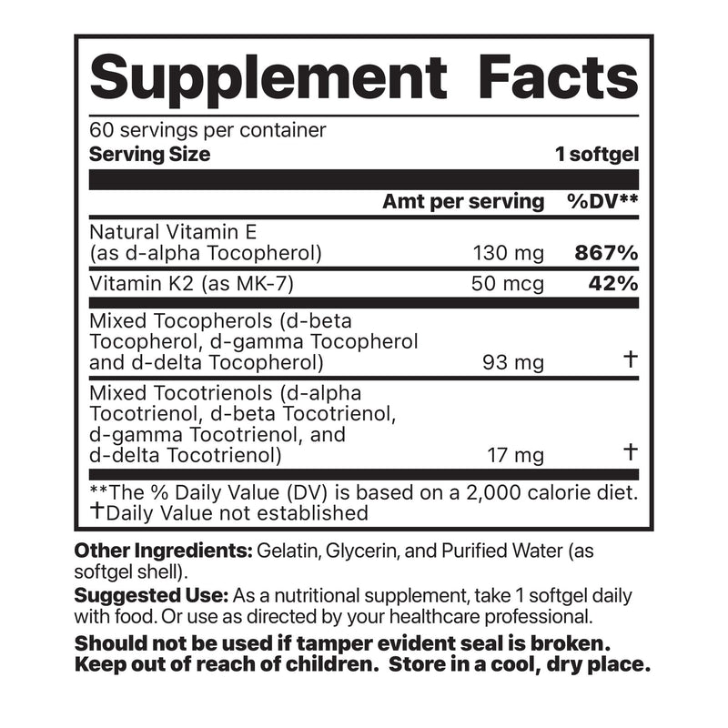 Jigsaw Health Vitamin K2 + E Complex Supplements