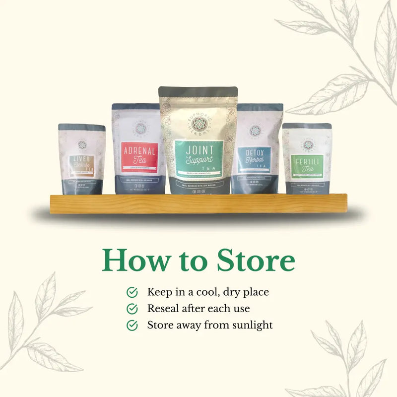 Euphoric Herbals Joint Support Tea Herbal Tea Seashell 60 Cup Servings,30 Cup Servings
