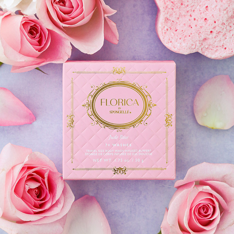 Spongellé Jude Rose Spongette | Florica Body Wash Infused Buffer