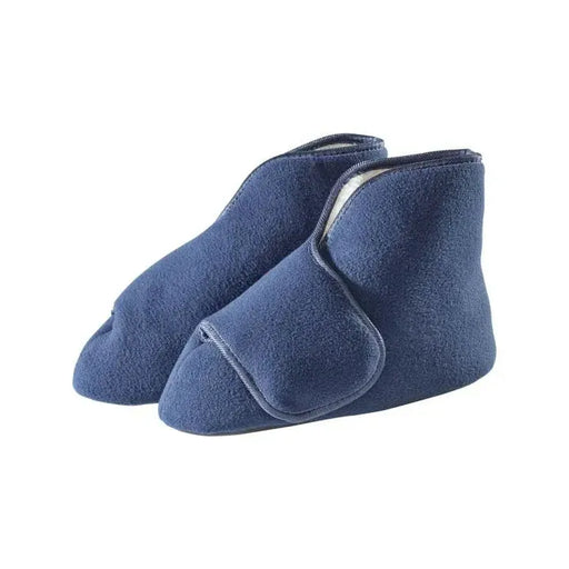 Generic Unisex Extra Wide Fleece Booties / Slippers for Swollen Feet (Navy, Size Large) Supports & Braces