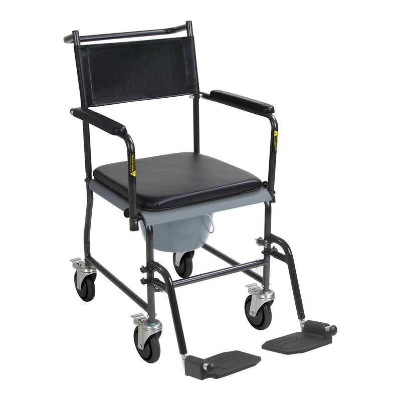 RIO Medical Supplies Upholstered Drop Arm Wheeled Commode