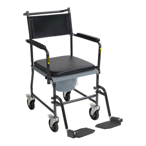 RIO Medical Supplies Upholstered Drop Arm Wheeled Commode
