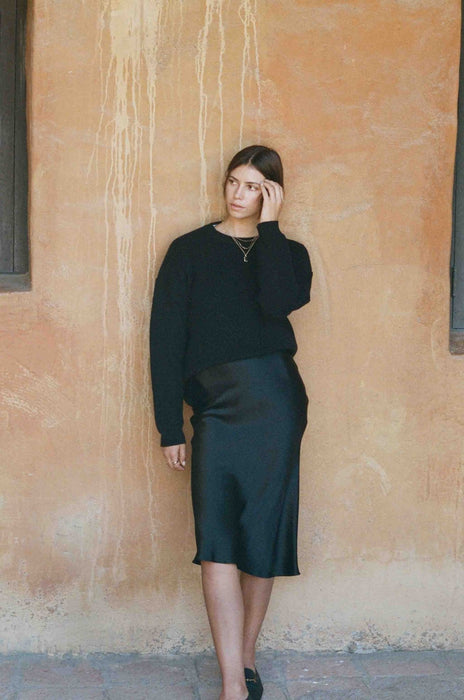 Kendall Slip Skirt | Black Silk Bias Cut Slip Skirt