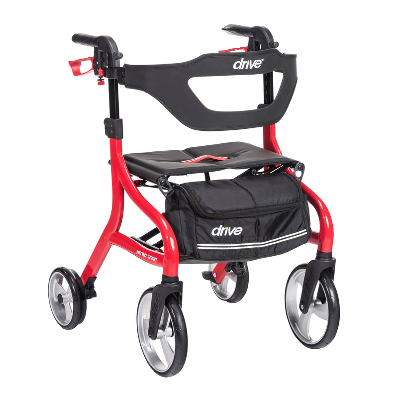 RIO Medical Supplies Nitro Sprint Rollator Rolling Walker, Red