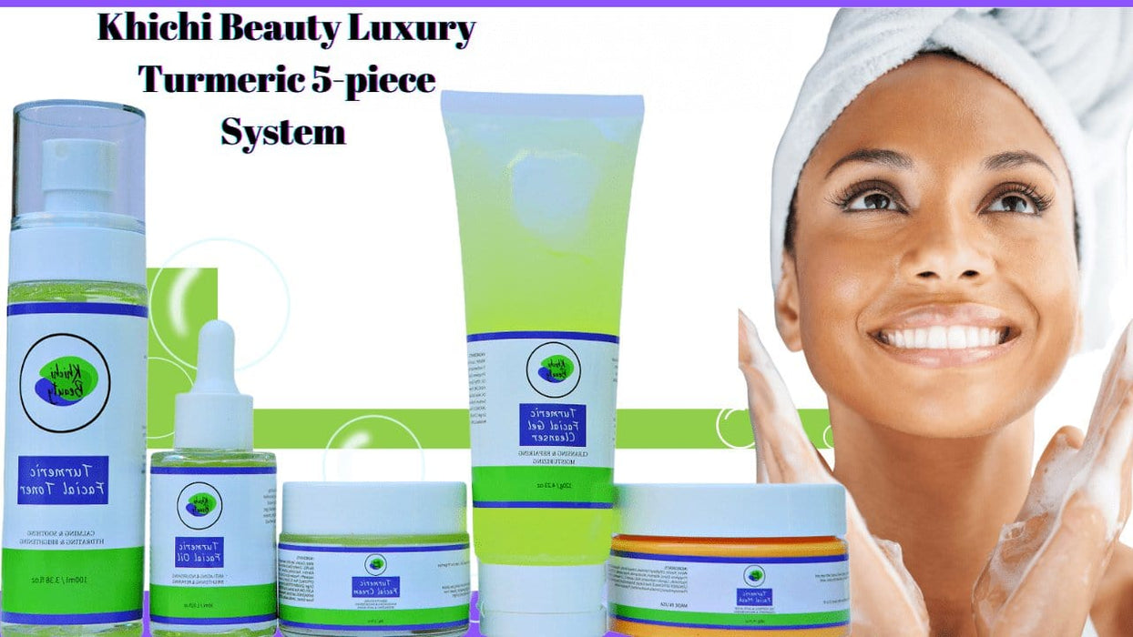 Khichi Beauty Luxury Turmeric 5 piece System, Brighter, Firmer Hydrated Skin.