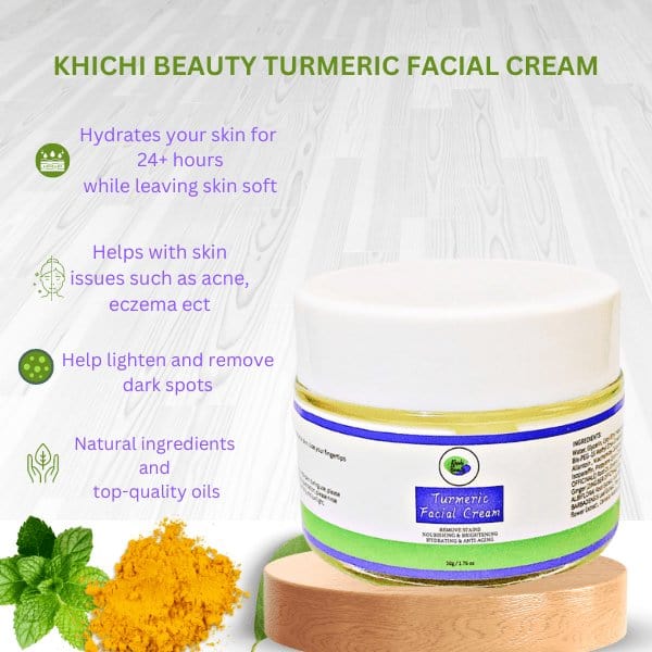 Khichi Beauty Turmeric Face Cream, Organic, Anti-Aging, Moisturizer & Brighten 50g.