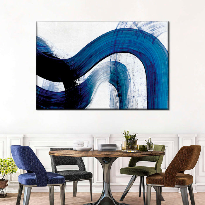 Blue Abstract Curves Wall Art