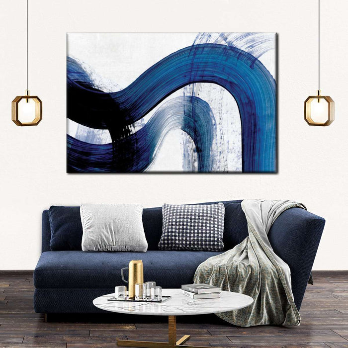 Blue Abstract Curves Wall Art