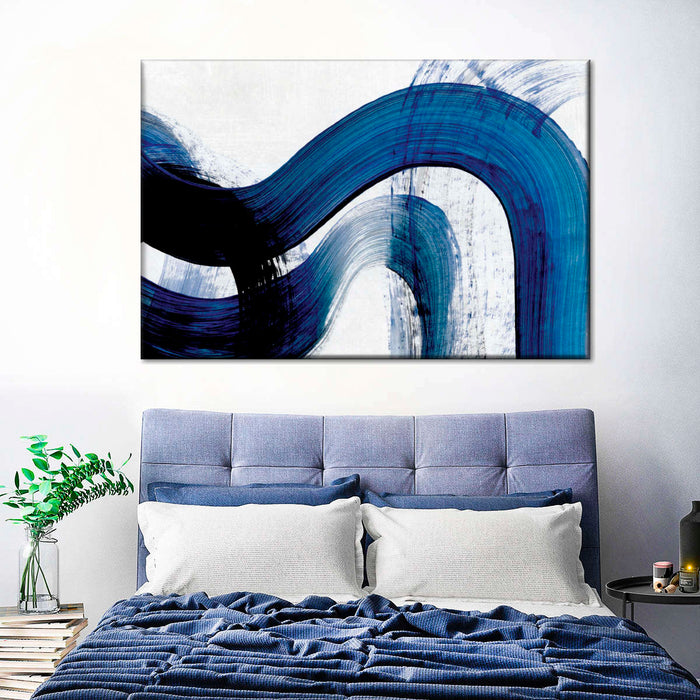 Blue Abstract Curves Wall Art