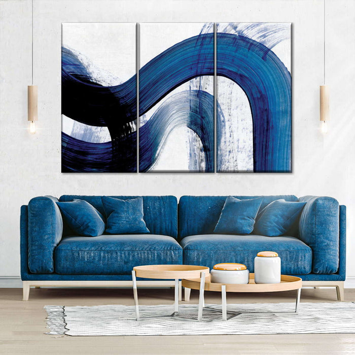 Blue Abstract Curves Wall Art