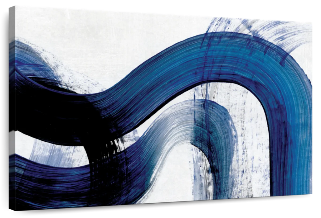 Blue Abstract Curves Wall Art