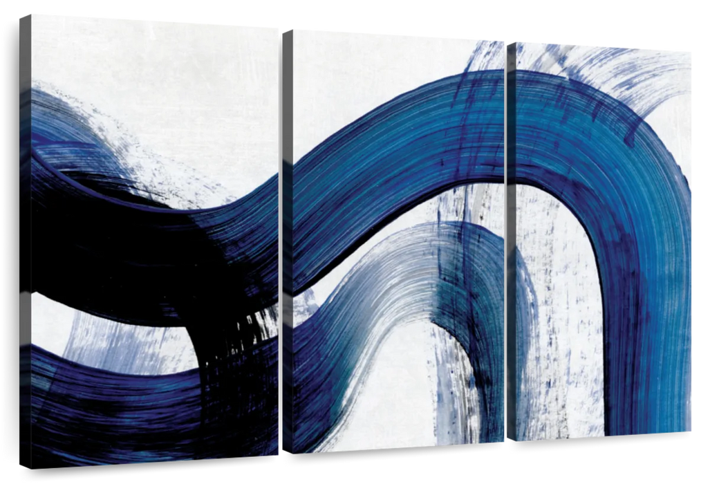 Blue Abstract Curves Wall Art