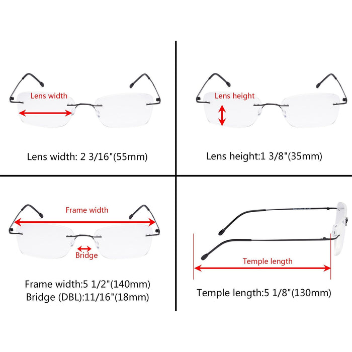 Eyekeeper.Com - Rimless Metal Scholar Elegant Reading Glasses Rwk9905