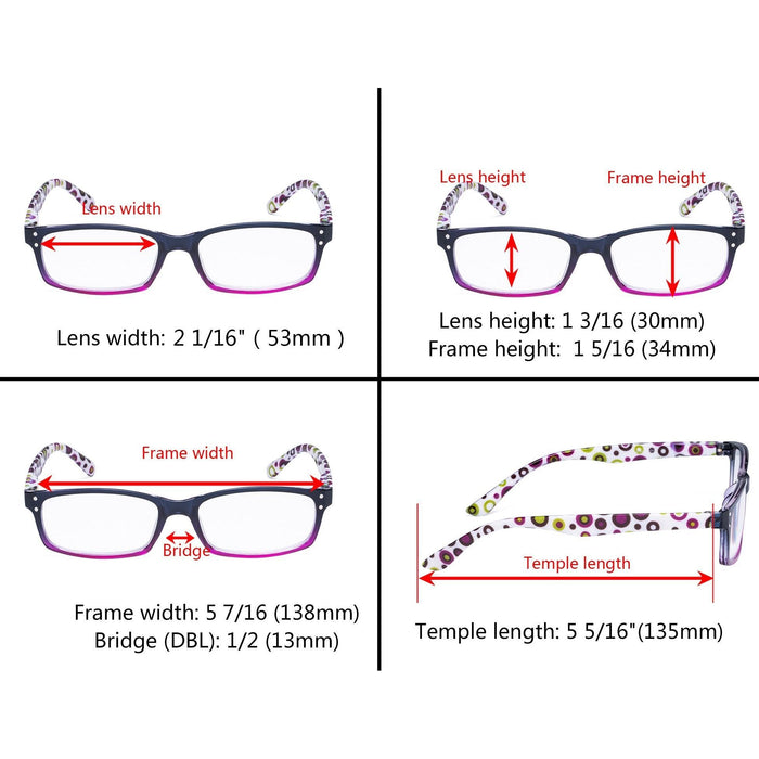 Eyekeeper - 4 Pack Ladies Cute Dot Pattern Temples Reading Glasses R103P