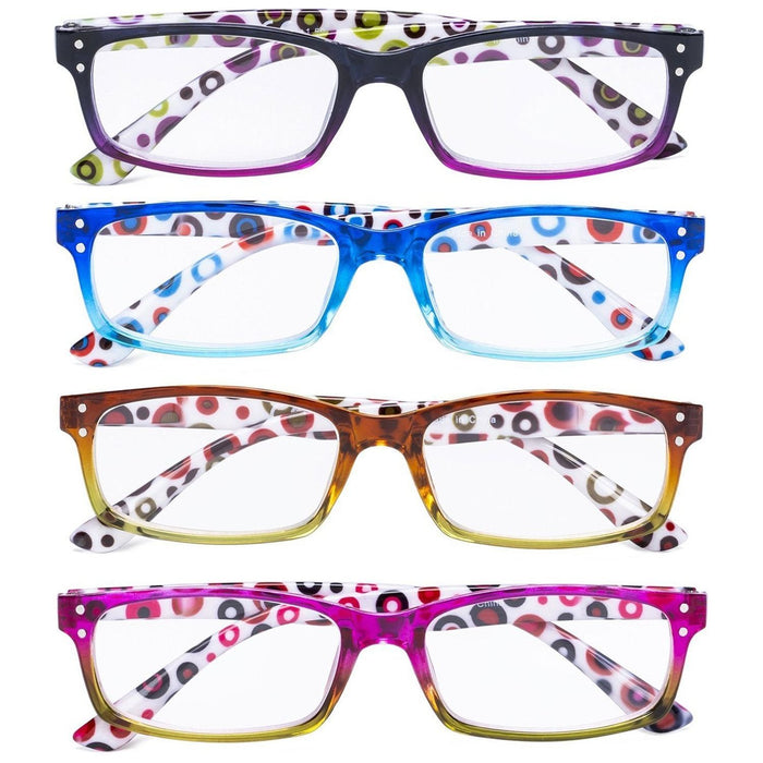 Eyekeeper - 4 Pack Ladies Cute Dot Pattern Temples Reading Glasses R103P