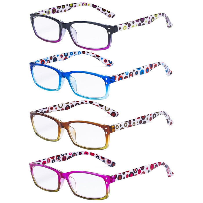 Eyekeeper - 4 Pack Ladies Cute Dot Pattern Temples Reading Glasses R103P