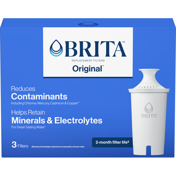 Brita Brita Original Advanced Replacement Water Filter Pitcher 3 Pack Water Filters Royal Blue