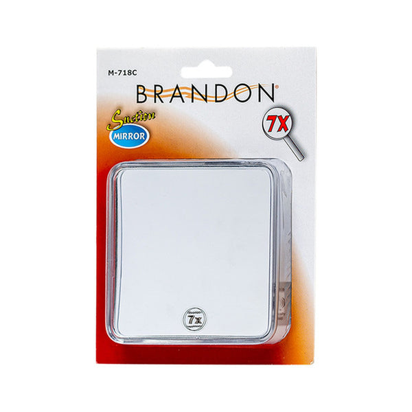 Brandon 4-Inch 7X Magnifying Square Mirror with Suction Cup