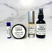 Rooted Earth Farm + Apothecary Chaga Skin Care Gift Set Herbal Salves + Balms White Smoke Unscented,Lavender