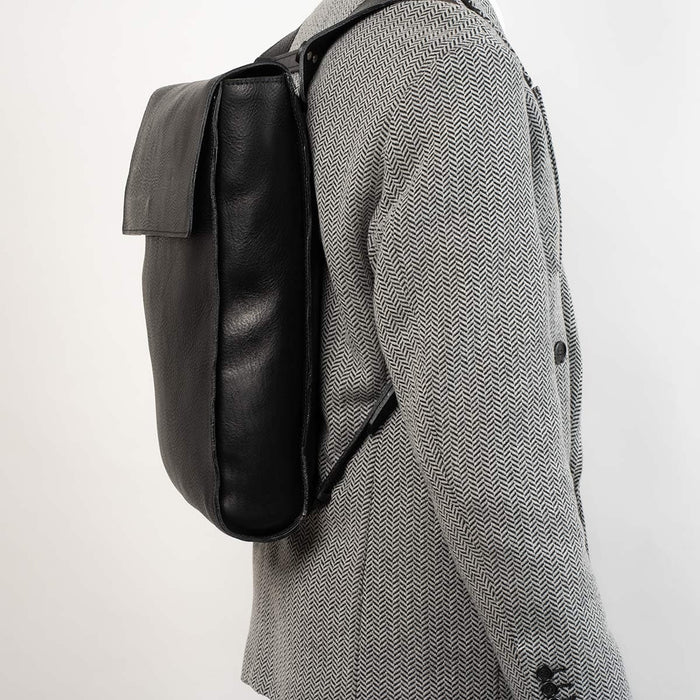 Leather laptop backpack - The Minimalist (Black) by Geometric Goods