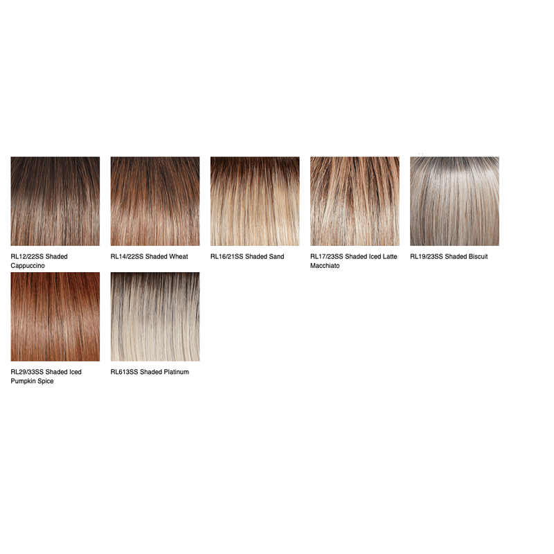 VIP Extensions Raquel Welch Let's Rendezvous Wig Synthetic Wig White Smoke RL12/22SS Shaded Cappuccino,RL14/22SS Shaded Wheat,RL16/21SS Shaded Sand,RL17/23SS Shaded Iced Latte Macchiato,RL19/23SS Shaded Biscuit,RL29/33SS Shaded Iced Pumpkin Spice,RL4/10SS Shaded Iced Java,RL613SS Shaded Platinum,RL8/12SS Shaded Iced Mocha,RL8/29