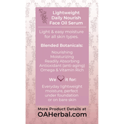 Ora's Amazing Herbal Lightweight Daily Nourish Face Oil Serum Skin Care