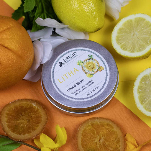 Brigid Trading Company Litha Natural Beard Balm - Lemon, Sweet Orange, Myrtle, and Ylang Ylang Beard Oil