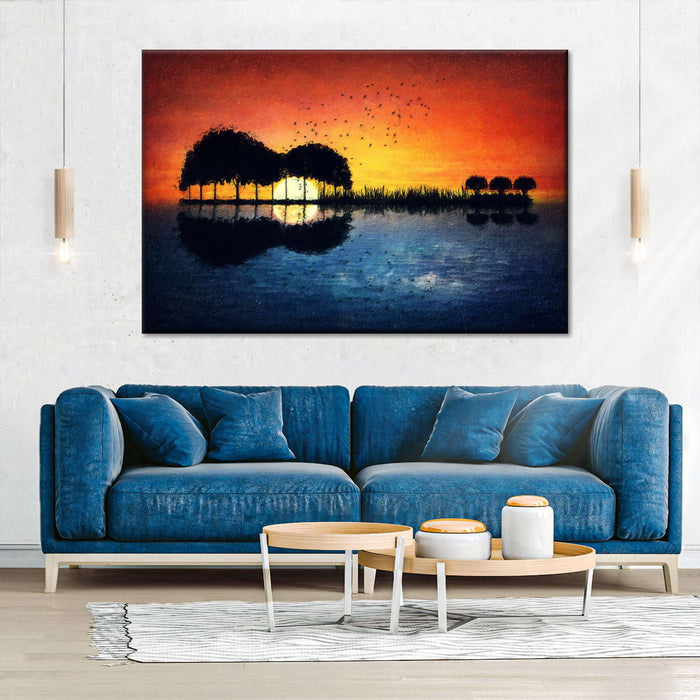 Guitar Sunset Wall Art