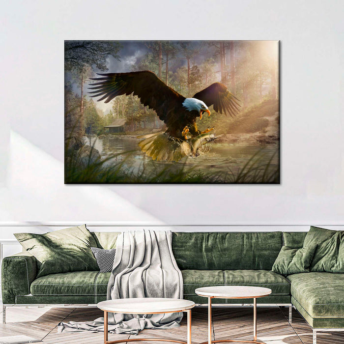 Bald Eagle Catching Fish Wall Art